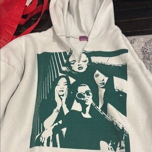 Women's White Graphic Hoodie